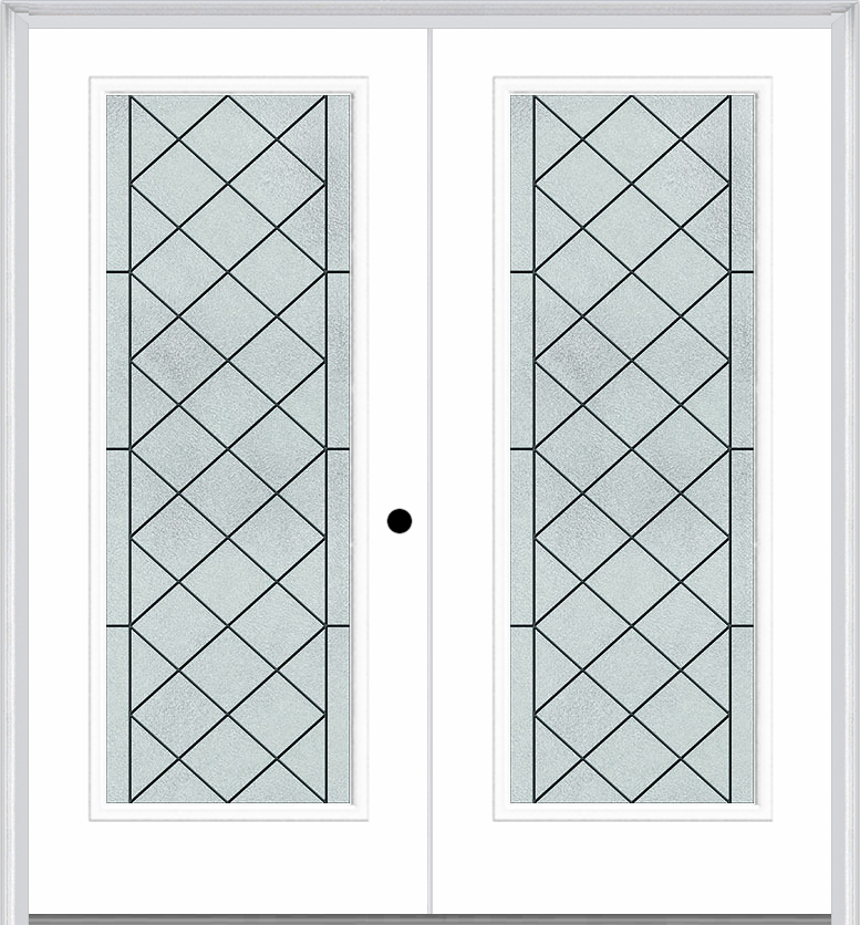 MMI Twin/Double Full Lite 6'8" Fiberglass Smooth Harris Patina Decorative Glass Exterior Prehung Door 686